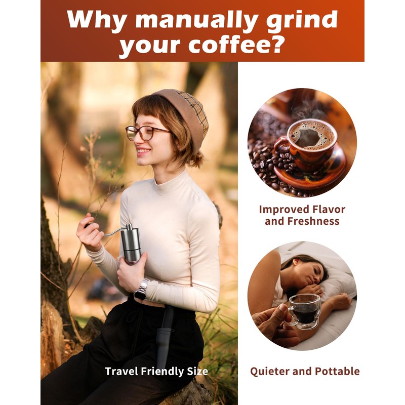 Rsoilch Manual Coffee Grinder With Ceramics Burr For Espresso,French Press,5