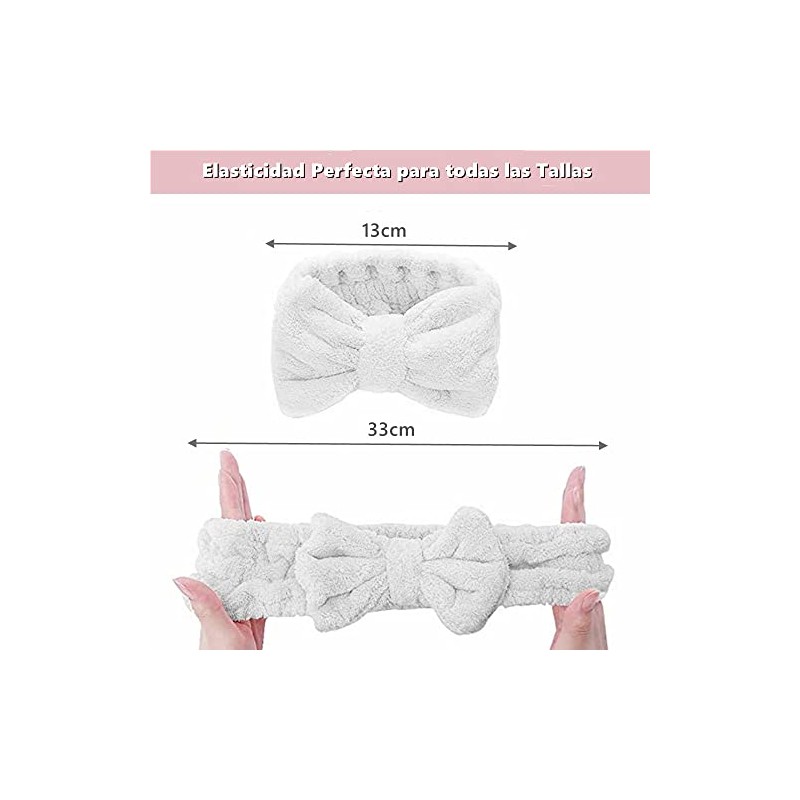 TUMYES Juego de Diademas Spa, Vellón Coral Suave, RosaBlanco