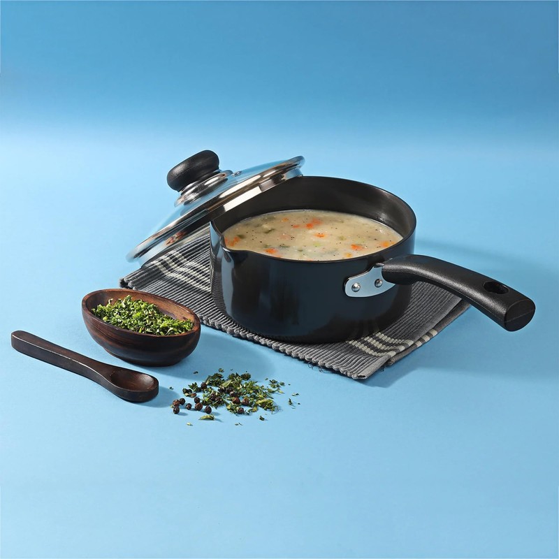 Sauce Pan with Lid, Non-Stick Hard Anodised Cookware - Safe