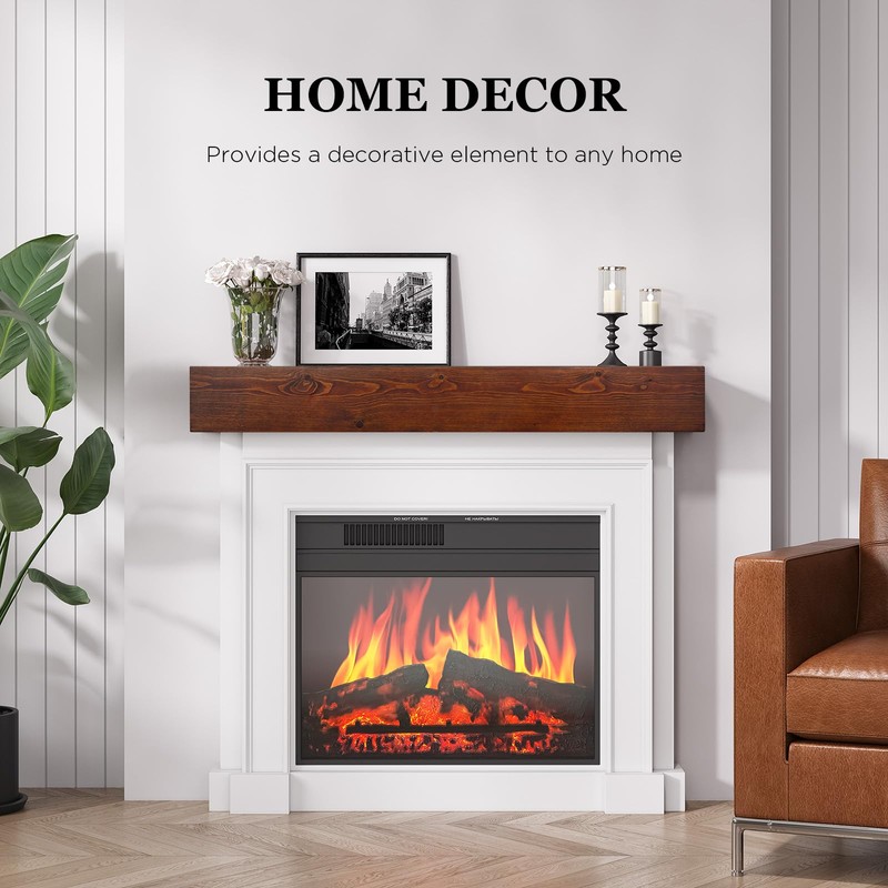 LDB_BUILDING 84" Solid Wood Fireplace Mantel, 6" Thick Rustic Floating