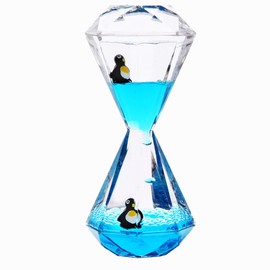 YUE MOTION Liquid Motion Bubbler Timer/Diamond Shaped Liquid Timer for Fidget Toy,Autism Toys, Children Activity, Calm Relaxing,Penguin Desk Toys and Home Ornament