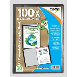 Tiger 300930 - A5 Presentation Display Book Black 20 Pocket