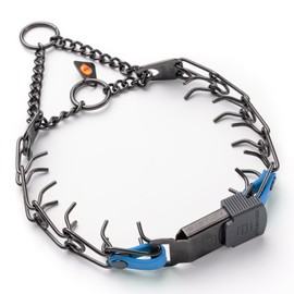 Herm Sprenger Black Stainless Steel Dog Collar with Quick Release ClicLock Buckle O-Ring Biothane Insert Training Collar Made in Germany (Cerulean Blue, 16in x 2.25mm(Neck Size up to 13-14in))