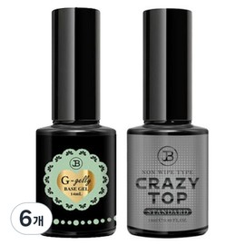 Gracia Jinbee Gijelly Base Gel 14ml + Crazy Top Gel Standard 14ml, 6 pcs, Gijelly Base 14ml + Standard Top Gel 14ml / 그라시아 진비 지젤리베이스젤14ml +크레이지탑젤 스탠다드 14ml, 6개, 지젤리베이스 14ml+스탠다드 탑젤 14ml