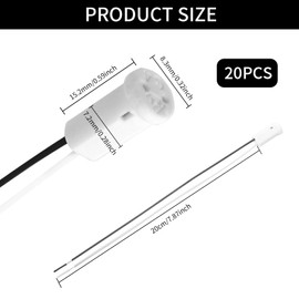 BuxiuGK 20 Pieces G4 Wire Connector Socket,Ceramic G4 Lamp Holder 20cm Lamp Sockets 12V for Halogen Incandescent LED Socket Connector,White