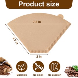 Coffee Filters, #4 Cone Coffee Filter 100 Count, Unbleached Natural Paper Filter 8-12 Cup, Disposable for Pour Over and Drip Coffee Maker