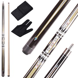 Walkerby 58" Professional Pool Cue Stick Set- Canadian Maple Shaft with Irish Linen Wrap, 13mm Leather Tip, Brass Joint; Includes Glove Cue Bag (White Set)