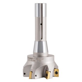 Accusize Industrial Tools 3 inch Cutting Diameter x 6-1/4'' Oal 90 Degree R8 Shank Indexable End Mill with 6 Apkt1604 Carbide Inserts, 0028-6908