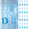 2pcs 3.2 x 8.3ft Glitter Baby Blue Foil Fringe Curtain