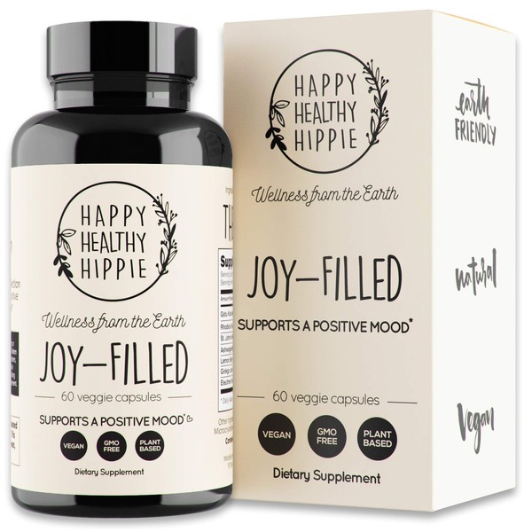 Joy-Filled | Helps Relax The Mind and Body, Boosts Mood, Relieves Tension & Worries | 100% Plant-Based Supplement | Contains 7 Powerful Herbs, Non-GMO, 60 Vegan Capsules