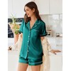 Ekouaer Womens Satin Silk Pajamas Set Short Sleeve Sleepwear Button