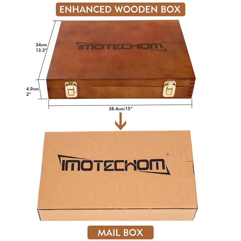 IMOTECHOM 10-Pieces Woodworking Wood Chisel Set with Wooden Box, Honing