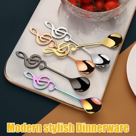 5 Pcs Music Note Coffee Spoons,Stainless Steel Coffee Spoon,Mini Tea Spoons for Stirring Dessert Ice Cream