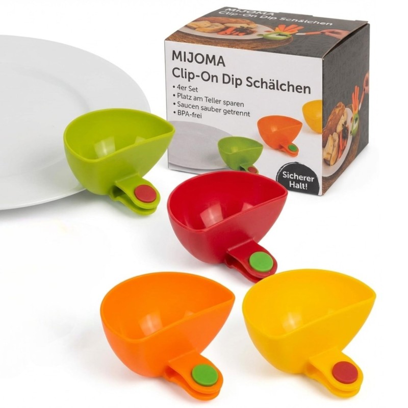 MIJOMA Set of 4 Dip Bowls with Clip Practical and