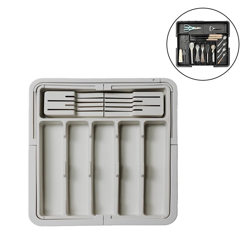 Expandable Silverware Organizer for Kitchen Drawers – 7-Compartment BPA-Free Cutlery