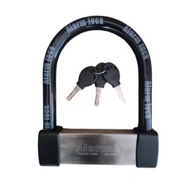 EnzZone Heavy Duty Anti Theft Alarm U Lock for E-Bikes, Scooters, Motorcycles - 16mm Stainless Steel, 3 Keys, Weatherproof