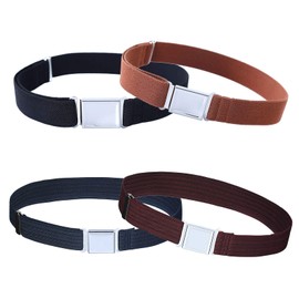 Kajeer 4 Pcs Belt for Boys Girls Adjustable - Large Elastic Stretch Belt with Simple Magnetic Buckle for 2-15 Years Old Boys and Girls -