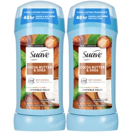 Suave Antiperspirant Deodorant for Women, Coconut Kiss 2-Pack – Anti-Staining Invisible Solid Sticks, Talc-Free, 1.2 Oz Ea