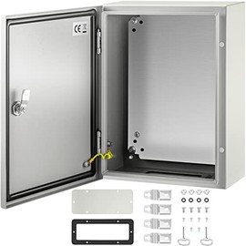 VEVOR Electrical Enclosure Box, 16'' Ã12'' Ã6'', Carbon Steel Hinged Junction Box, IP66 Waterproof & Dustproof, Outdoor Electrical Box, with Mounting Plate