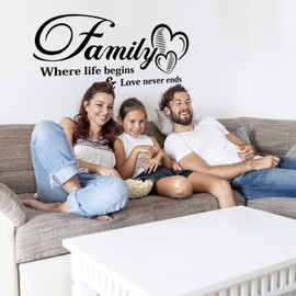 Family Where Life Begins Love Never Ends Wall Quote Sticker Motivational Living Room Decal Art Kitchen Stickers Bedroom Decor Quotes Tree Decoration Kid Photo Office Decals Vinyl Picture Home Mural