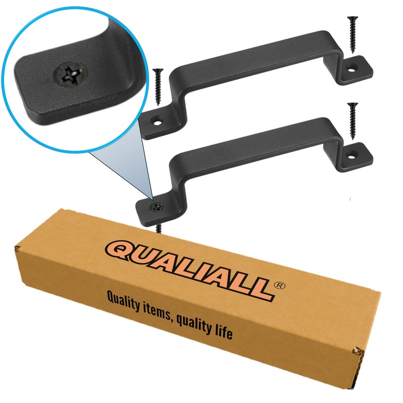QUALIALL Barn Door Handles, Black, 7.4 inch, 2 Packs