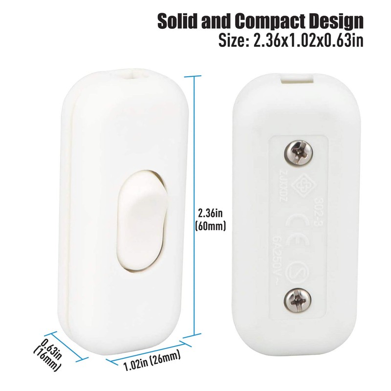 Inline Cord Switch, PLUSPOE 2-Pack On Off Button Control Lamp