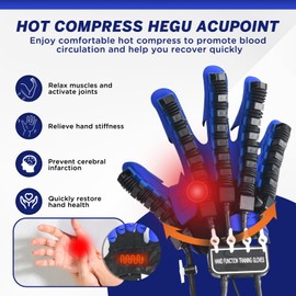 Hand Reha/bilitation Robot Gloves, Hot Compress Massage Function, 9-Level Strength Adjustment Equipment, Suitable for Physical Therapy of Hand Stroke (Right Hand-L) HS-J5173