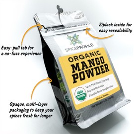 Spice Profile USDA Organic Amchur Powder, Lab Tested for Heavy Metals, Resealable 4oz Pouch, Amchur Powder, Polvo de Mango