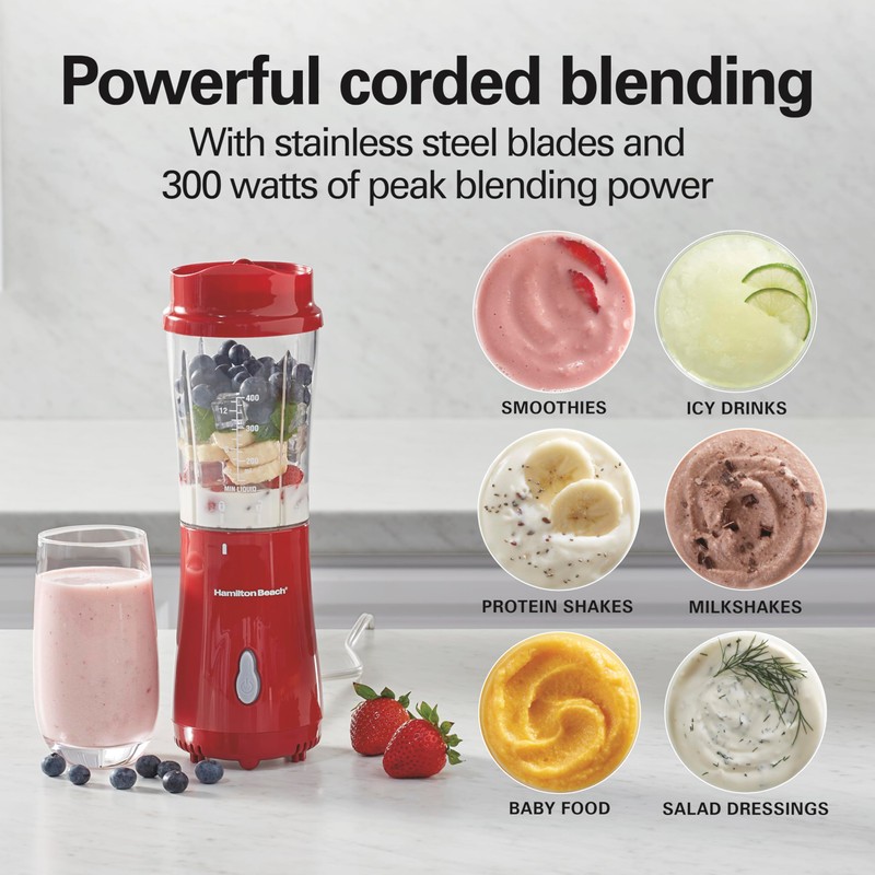 Hamilton Beach Portable Blender for Shakes and Smoothies, 14 Oz