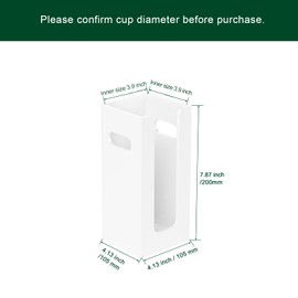 BOSSCASA Disposable Coffee Cup Dispenser with Handles, Countertop or Wall Mount Hot/Cold Drink Cup and Lid Holder - Bathroom/Kitchen/Office Acrylic Cup Lid Storage Organizer (1 Compartment, White)