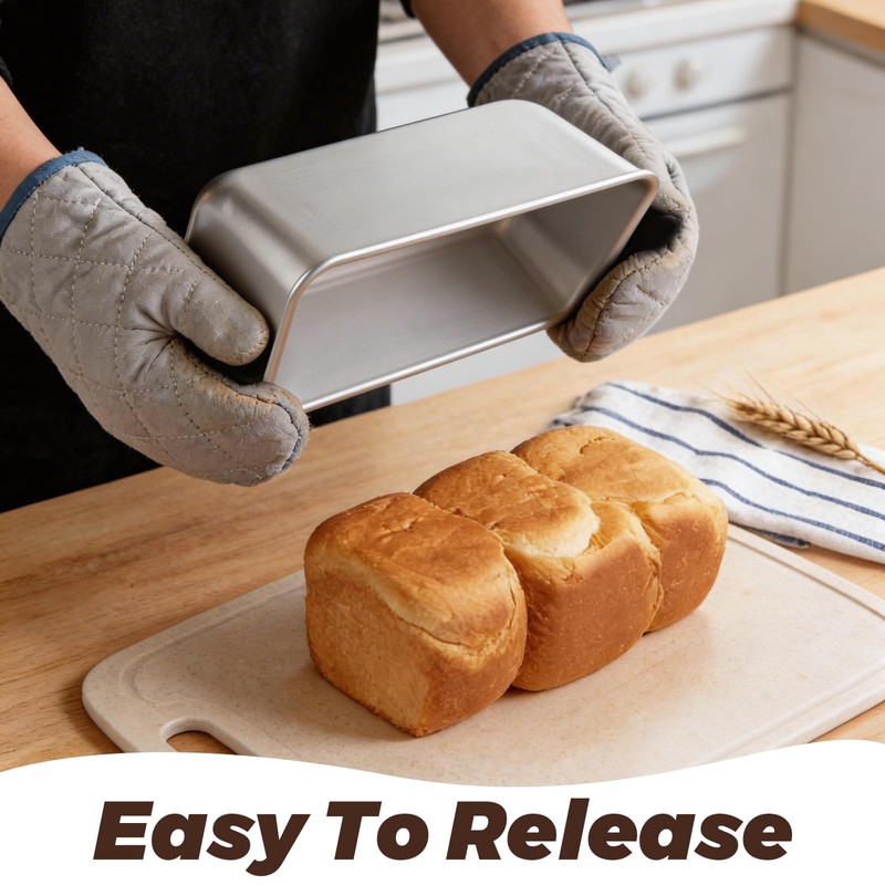 AKOLAFE 4 Pack Aluminum Loaf Pans 8x4 Inch Banana Bread