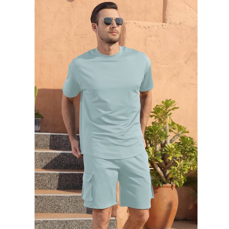 Fastkoala Men's Tracksuit Outfit Set Two Piece Round Neck Suits
