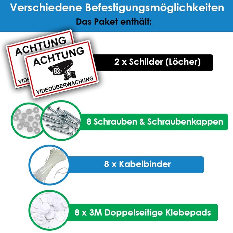 2 x Video Surveillance Signs, 30 x 20 cm, PVC,