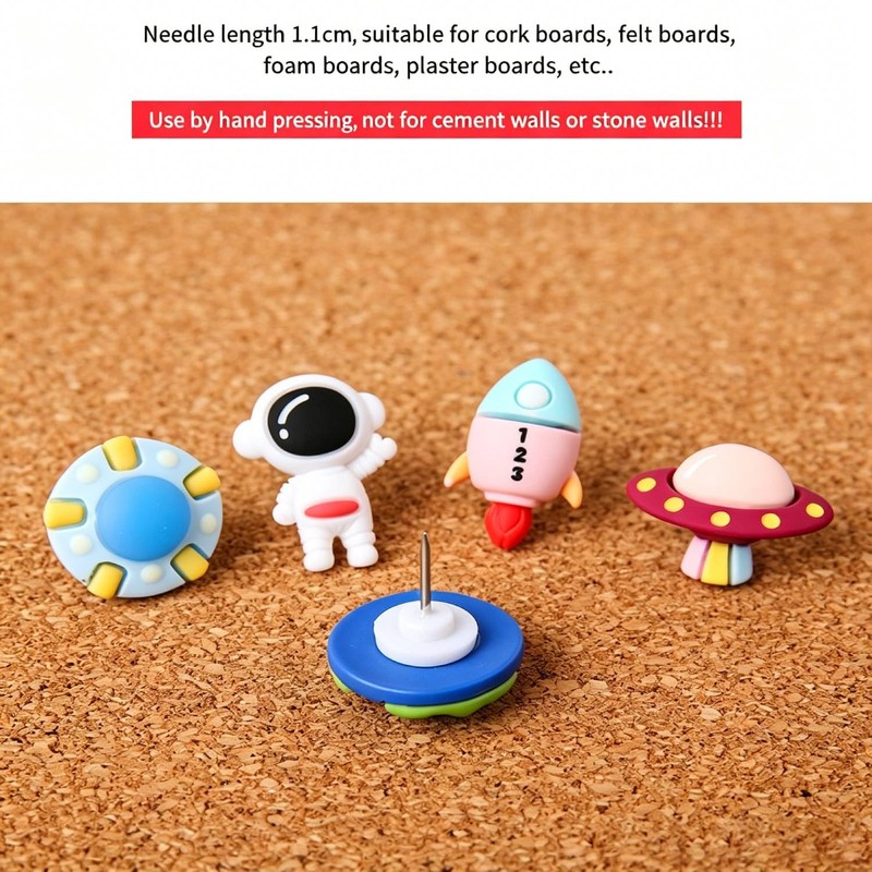 Cute Creative 5PCS Space Astronaut Push Pins, Cartoon Corkboard Pins