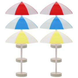 ERINGOGO 6pcs Miniature Beach Umbrellas Mini Beach Chair Parasol Beach Toys Mini Beach Parasol Mini Parasol Mini Toy Dollhouse Beach Decor Small Umbrella Model Mini Umbrella Wooden