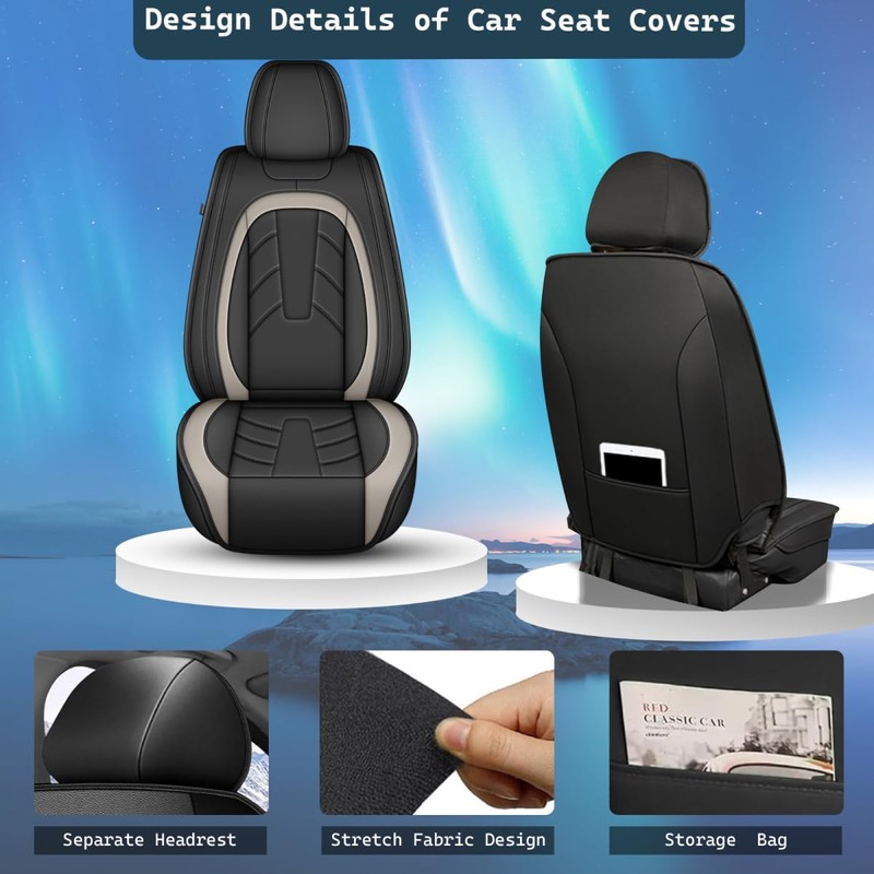 IKABEVEM 2PCS Front Leather Car Seat Covers Fit for Subaru