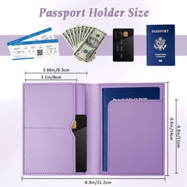 Passport Holder for Travel Women Initial M Passport Cover Passport Wallet Passport Case Travel Essentials Leather Passport Holder and Luggage Tags Set With Chenille Letter Patch for Travel Purple M