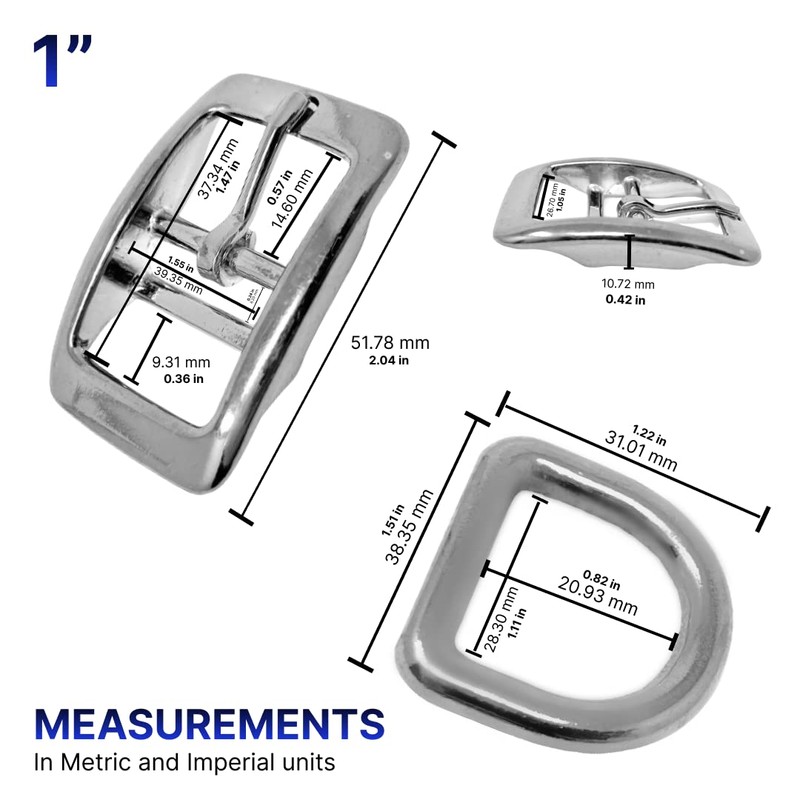 Regal Dog Products 1" Inch Double Bar Buckle and Matching