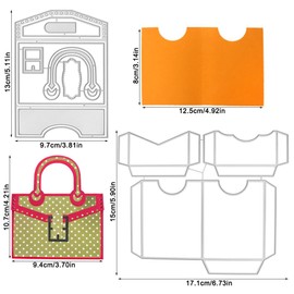 2 Set Card Holder Die Cuts for Card Making, FineGood 3D Hand Bag Book Pocket Cutting Dies Metal Embossing Stencils for DIY Paper Card Scrapbooking Album Decoration