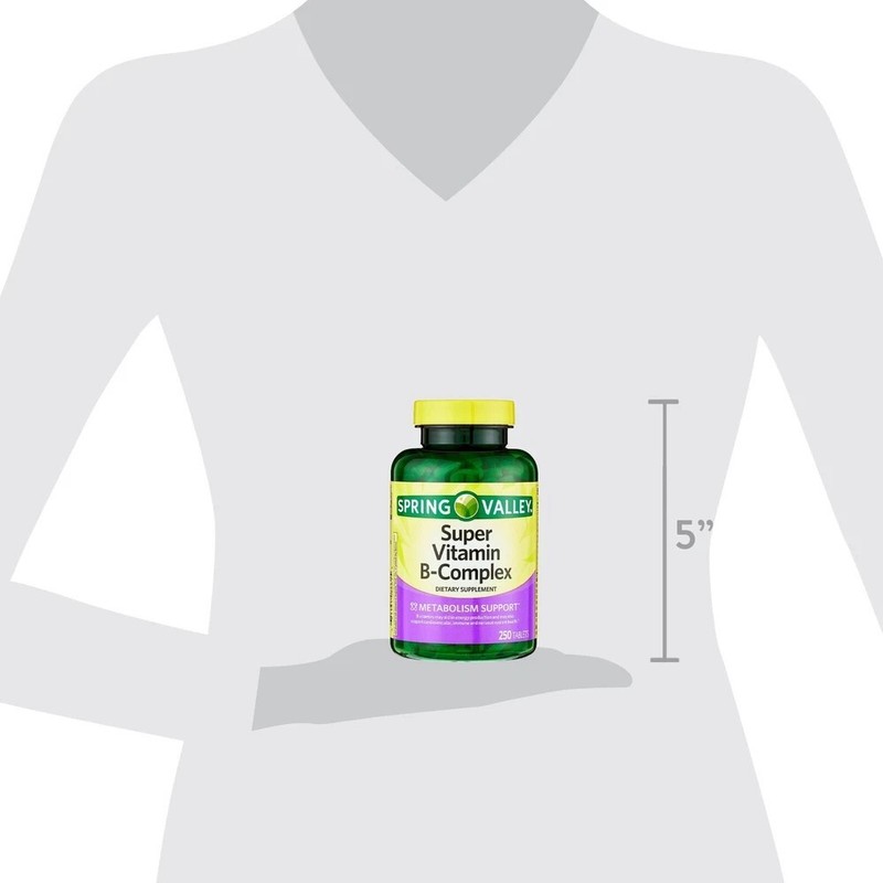 Spring Valley Super Vitamin B-Complex Dietary Supplement Tablets, 250 Count