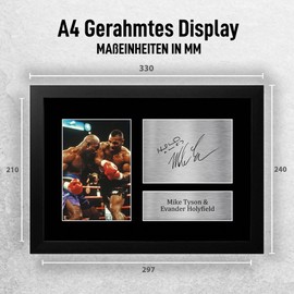 HWC Trading FR A4 Evander Holyfield & Mike Tyson Boxing Gifts Printed Signed Autograph Photo for Fans of Boxing Memorabilia - A4 Framed