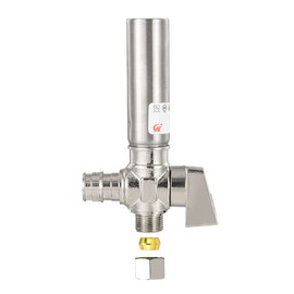 EFIELD 1/4 Turn Pex-A Cold Expansion Stop Angle Valve, 1/2" Pex-a X 3/8" OD With Stainless Steel Water Hammer Arrestor Chrome Plated Brass