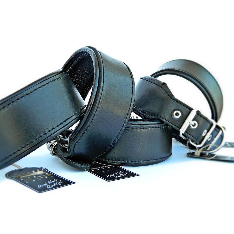 Bestia genuine leather dog collar, Soft padded, Large breeds, cane