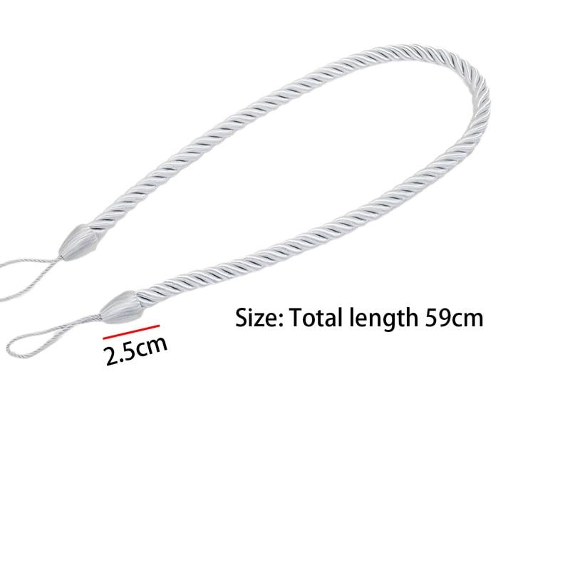 2pcs Grey Curtain Tiebacks 59CM Polyester Curtains Tied Rope For