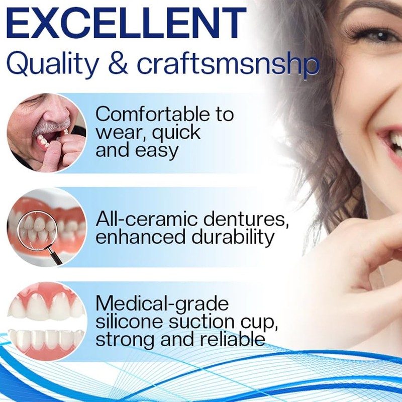 2PCS Silicone Reline Denture Set, Silicone Dentures