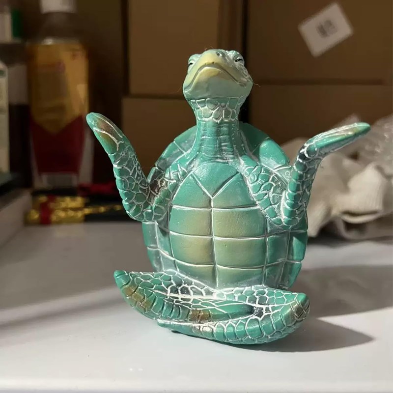 Yoga Meditation Sea Turtle Figurines, Coastal Turtle Ornaments for Garden,