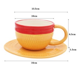 DASIAUTOEM Straw Hat Ceramic Coffee Cup, Anime Novelty Straw Hat Ceramic Coffee Tea Milk Cup with a Plate Straw Hat Anime Cup for Christmas Birthday Gifts Souvenirs