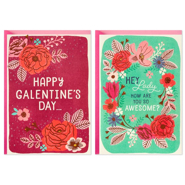 Hallmark Pack of 2 Galentines Day Cards (Flowers) Valentines Day Cards for Her