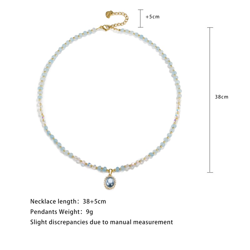 Melhill Aquamarine Necklace for Women Gemstones Beaded Necklace Healing Crystal