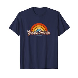 Grosse Pointe Michigan MI Vintage Rainbow Retro 70s T-Shirt